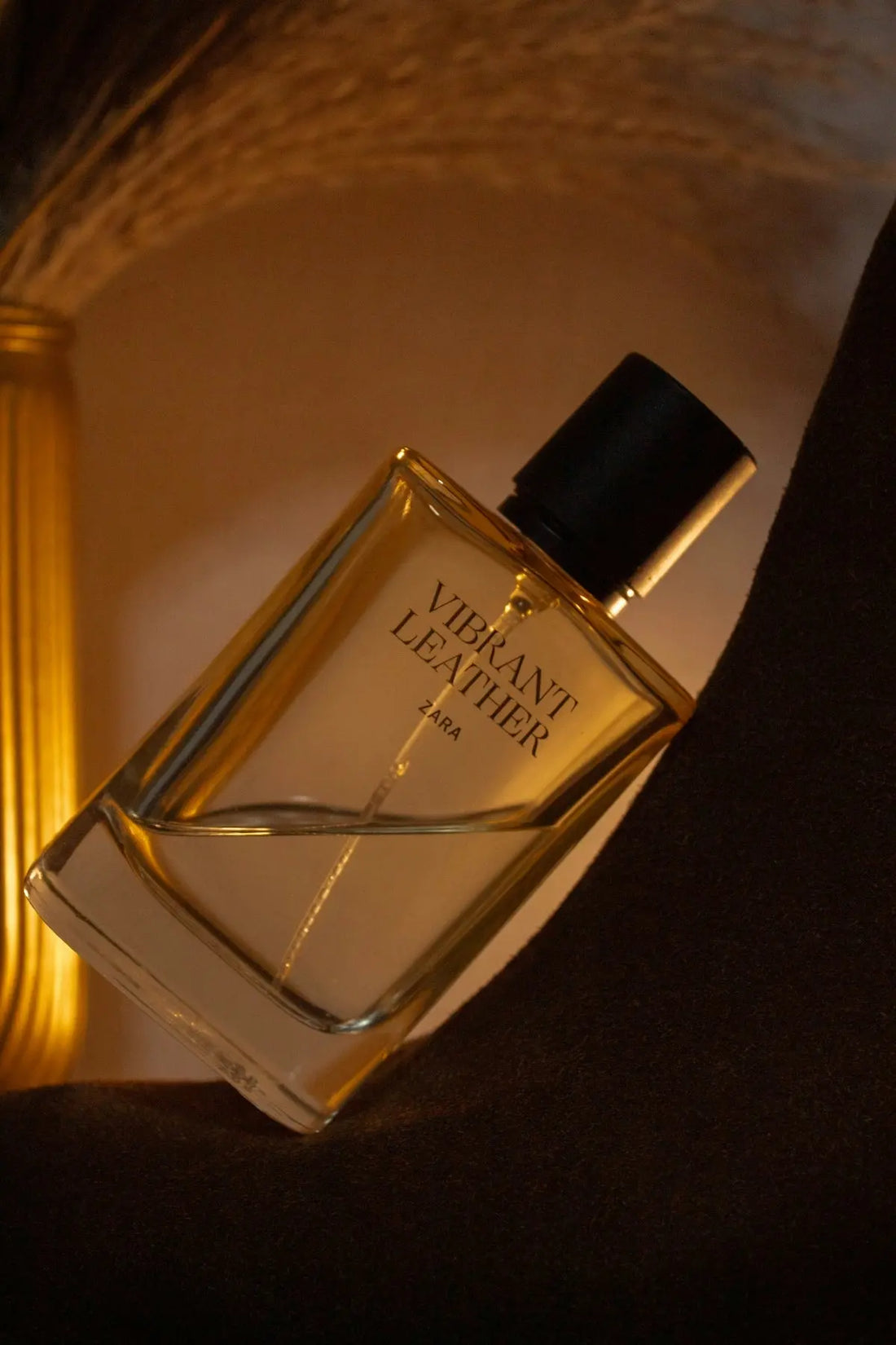 A bottle of vibrant leather zara perfume