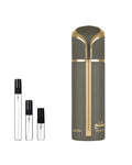 Lattafa Mishlah sample – decant naast de volle fles ter herkenning
