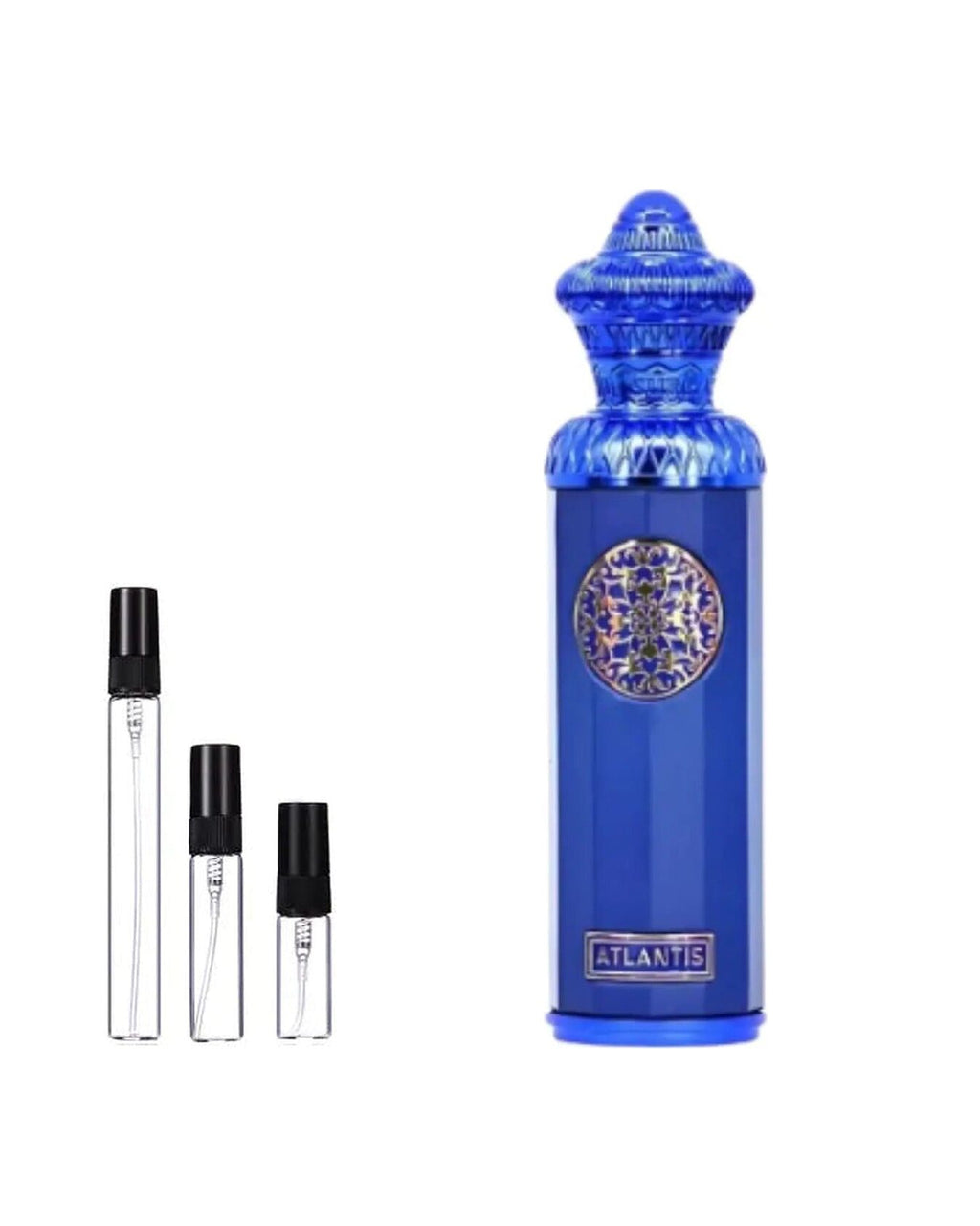 Surrati Atlantis sample – decant naast de volle fles ter herkenning